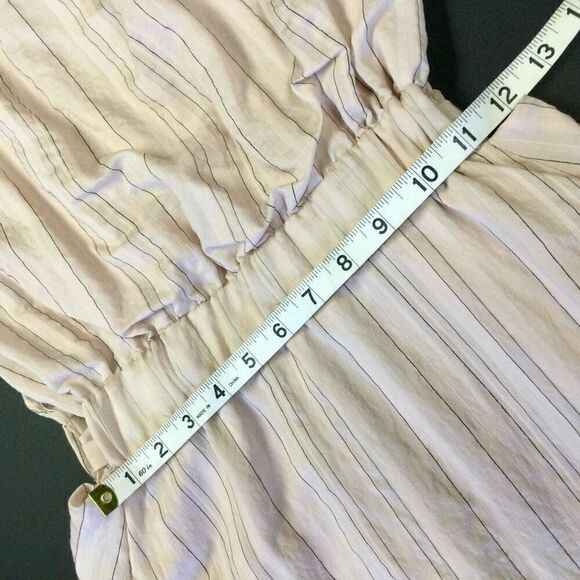 Grade & Gather Womens Medium Midi Dress Cream Tan Lined Slit Back Elastic Waist - Picture 10 of 12